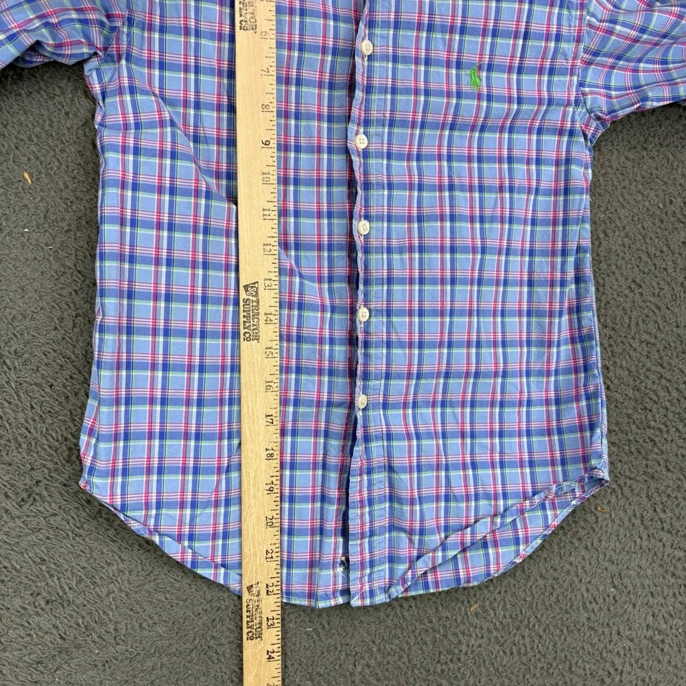 Ralph Lauren Kids Blue Plaid Button Down Shirt Size S 8 Long Sleeve Cotton